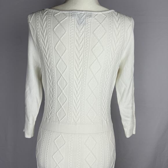 Ralph Lauren Light Academia Fishermancore Fit & Flare Knit White Dress Size M - Picture 7 of 16